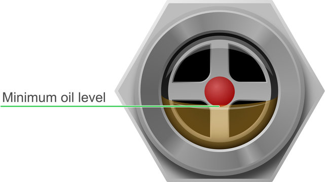 Illustration showing the minimum level of oil in an HVAC system.