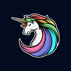 Unicorn head logo gaming esport