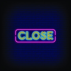 Close neon signs style text vector