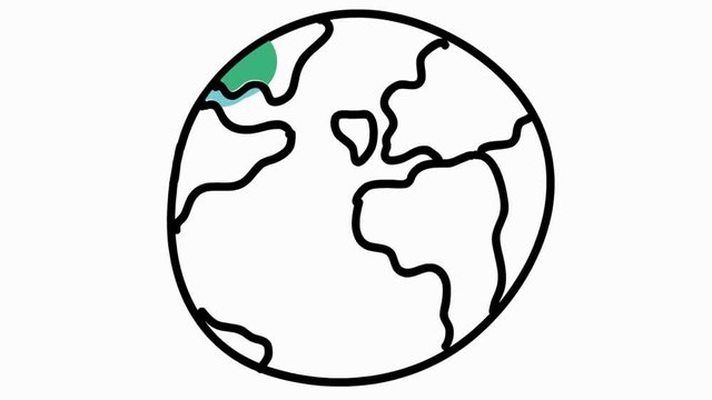 world map earth globe planet icon cartoon illustration hand drawn animation transparent