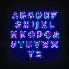 Modern alphabet neon signs