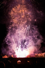 Fototapeta premium fireworks festival in the city at night