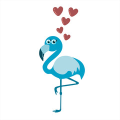 cute, blue, flamingo, vector illustration