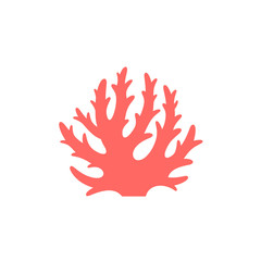 Pink coral. Logo. Isolated coral on white background