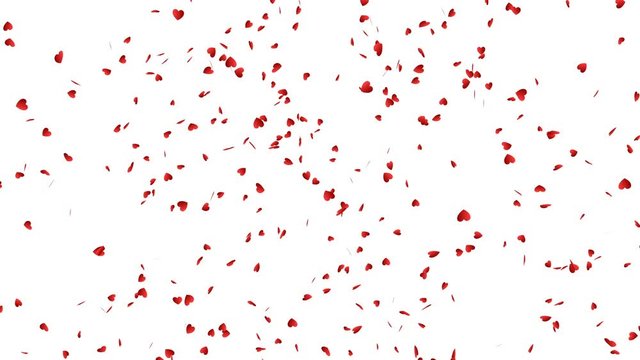 Red hearts falling. Holiday or party background.