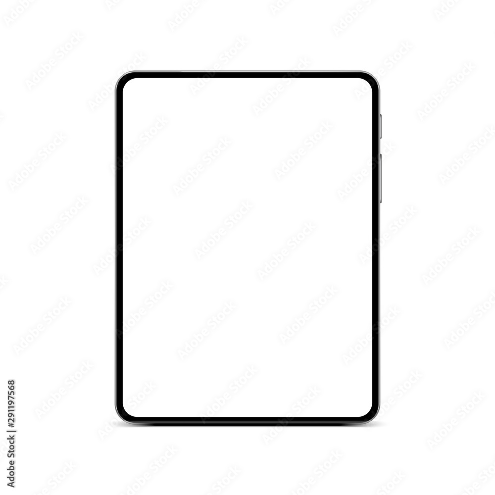 Poster Black tablet with white screen new version in trendy thin frame - stock vector
