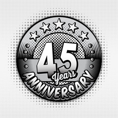 45th anniversary logo. Forty-five years celebrating anniversary logo. Vector and illustrations. 