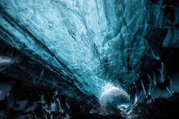 Inside an glacier ice cave in Iceland