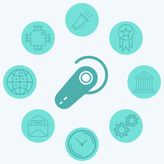 Fototapeta premium Wireless earphone vector icon sign symbol