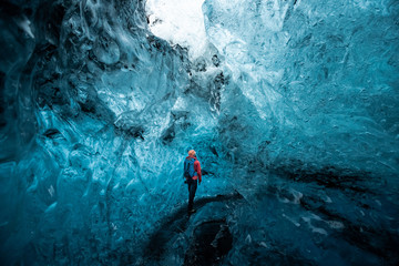 Inside a glacier ice cave in Iceland - obrazy, fototapety, plakaty