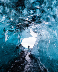 Inside a glacier ice cave in Iceland - 291200501