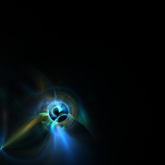 Abstract fractal consisting of glowing objects on a black background. 3D rendering. Creative futuristic wallpaper.