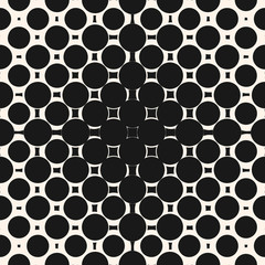 Halftone circle pattern. Geometric seamless texture with circles, squares, dots