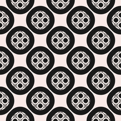 Monochrome ornamental seamless pattern. Vector texture, circular lattice
