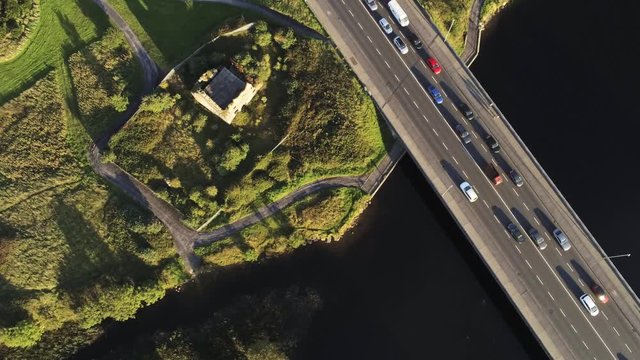 4k Aerial view of Terryland Castle, Galway, Ireland