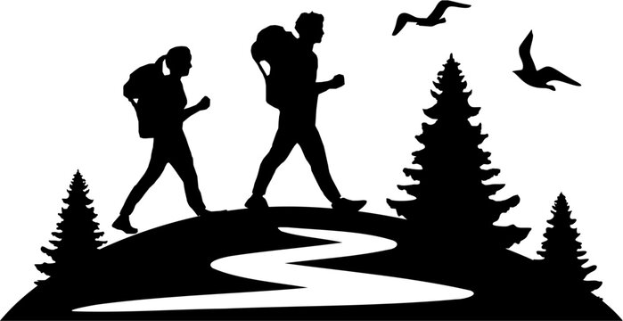 Hiking Mountain Skyline Landscape Vector