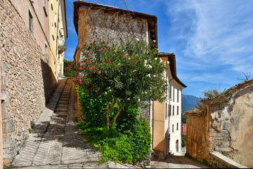 Fototapeta na wymiar View of a medieval town in the mountains of the Lazio region.