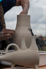 the man making vase with mud for pottery art concept.