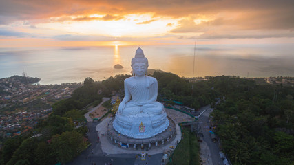 aerial view Phuket Big Buddha is one of the island most important and revered landmarks on Phuket island. © Narong Niemhom