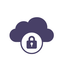 Cloud computing lock icon. Black vector icon of lock cloud on white background. Vector illustration, EPS10.