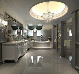 3d render of neo classic bathroom