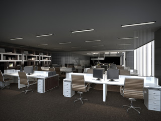 3d render of open working office