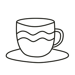 Vector hand drawing cup of coffee, cup of tea, cup of cappuccino, americano, cocoa. Flat vector illustration.