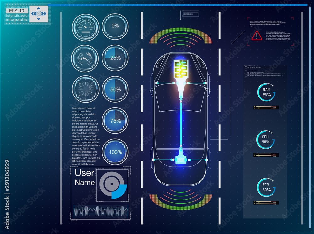 Poster futuristic user interface. hud ui. abstract virtual graphic touch user interface. cars infographic. 