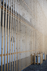 wooden wall of gallery house modern architecture