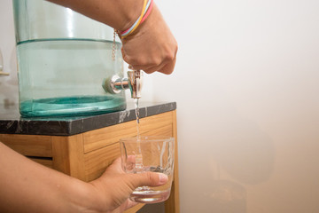 Glass deposit full of water 