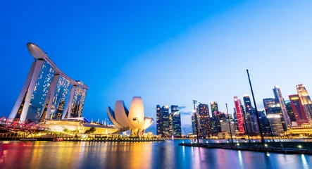 Foto op Plexiglas シンガポール　マリーナベイ　夜景　ワイド © oben901