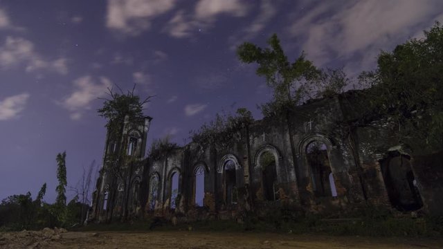 Timelapse moving cloud at night at Pagar Tras, Sungai Lembu, Southeast Asia.