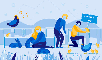 Petting Zoo Fun Girl Play Rabbit Boy Hold Chiken