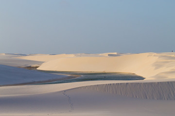 White sand dunes panorama from Lencois Maranhenses National Park, Brazil.