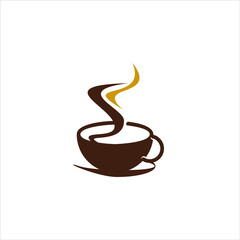 coffee shop logo a cup of latte vector icon for simple fun modern brown illustration design template element