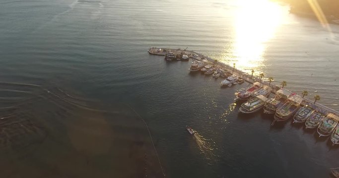 Akyaka Harbor Aerial Tracking Shot