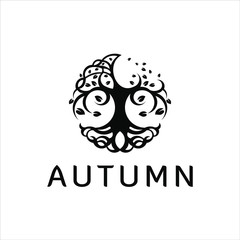 tree logo simple black autumn vector design template