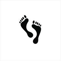 simple footstep illustration icon in black color