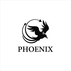phoenix logo simple flat black color illustration of legendary animal design idea