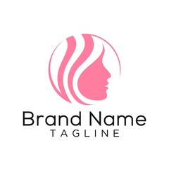 beauty face and hair style vector logo design