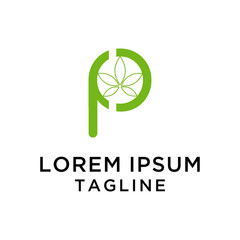initial letter logo P Cannabis, logo template
