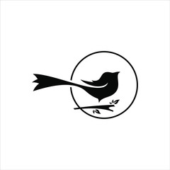 magpie logo simple fun modern circle illustration black little bird vector design
