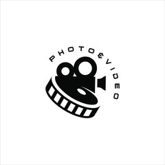 cinema logo fun modern black illustration for photo and video production design idea
