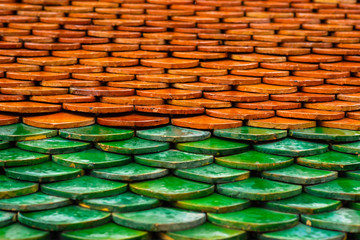 Temple roof on a rainy day amazing thailand