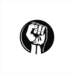 revolution logo black round illustration of hand icon design idea