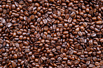 coffee beans on burlap background