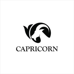 capricorn zodiac logo simple modern flat icon black design - obrazy, fototapety, plakaty