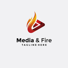 Fototapeta na wymiar Vector logo design, media and fire