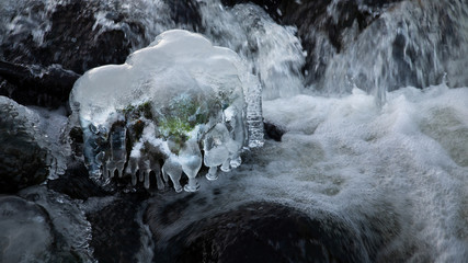 Interesting icicles in waterfall