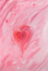 Watercolor painting of the pink heart